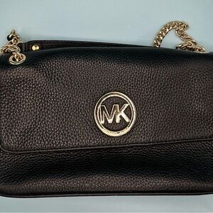 Michael Kors Black and Gold Crossbody Bag with Chain Strap